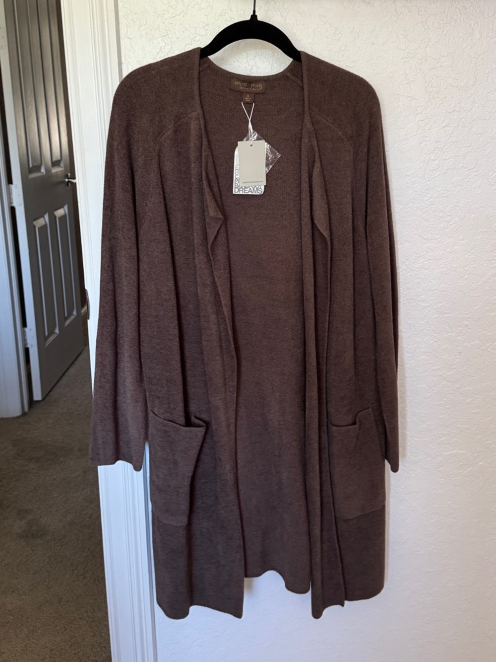 Barefoot Dreams Cozy Open-Front Cardigan in Brown Java